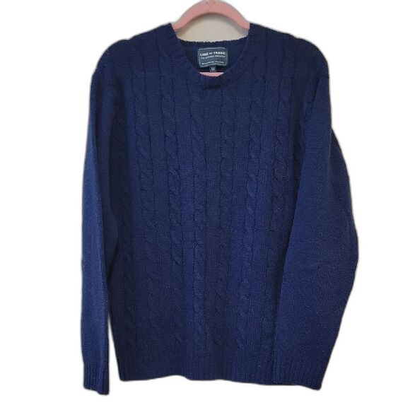 Line Of Trade Other - Line Of Trade The Mariner Sweater Blue Shetland Wool Cable Knit Crewneck Size M